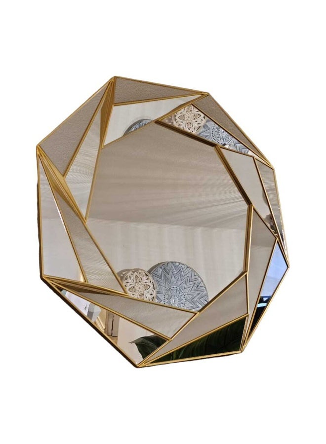Decorhills Golden Hexagonal Wall Mirror with Glass Surface, Decorative Gold Finish Mirror for Living Room, Bedroom, Hallway & Dining Area - Image 1