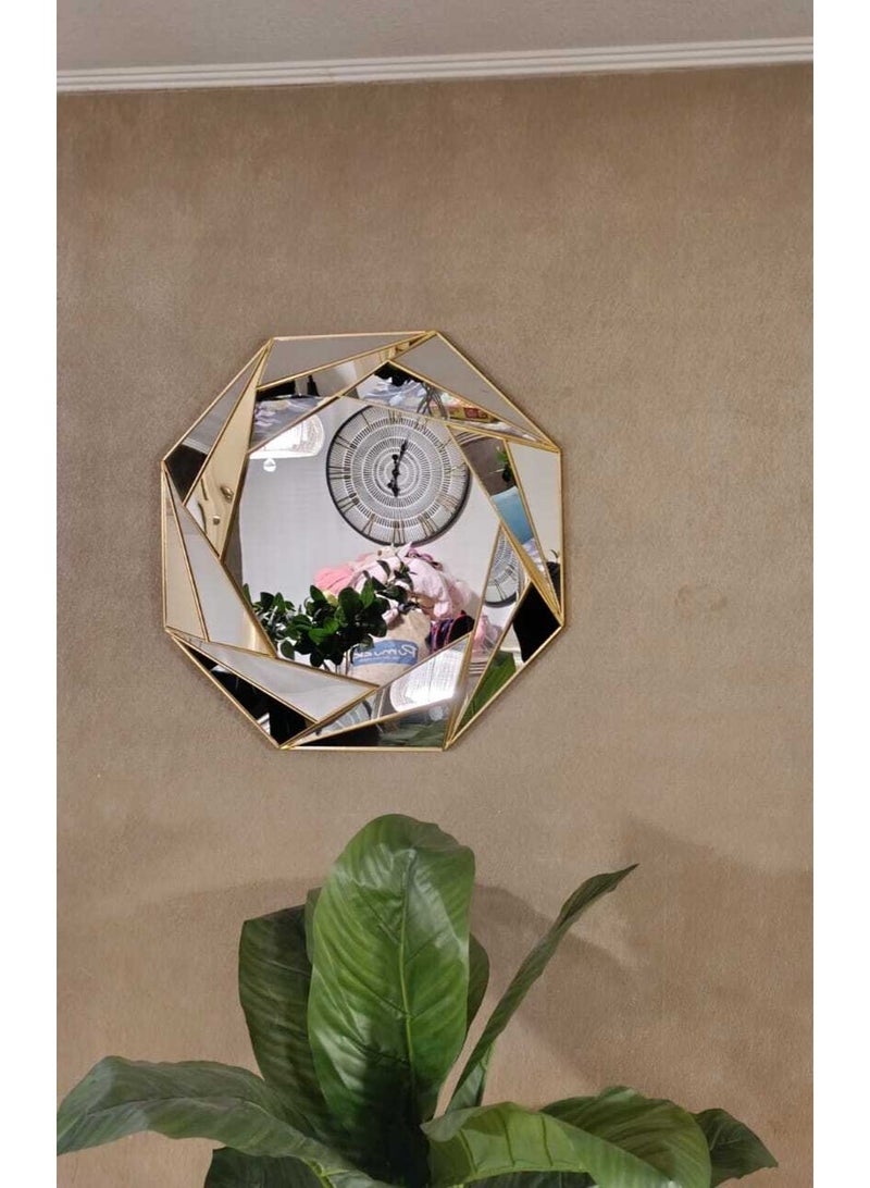Decorhills Golden Hexagonal Wall Mirror with Glass Surface, Decorative Gold Finish Mirror for Living Room, Bedroom, Hallway & Dining Area - Image 3