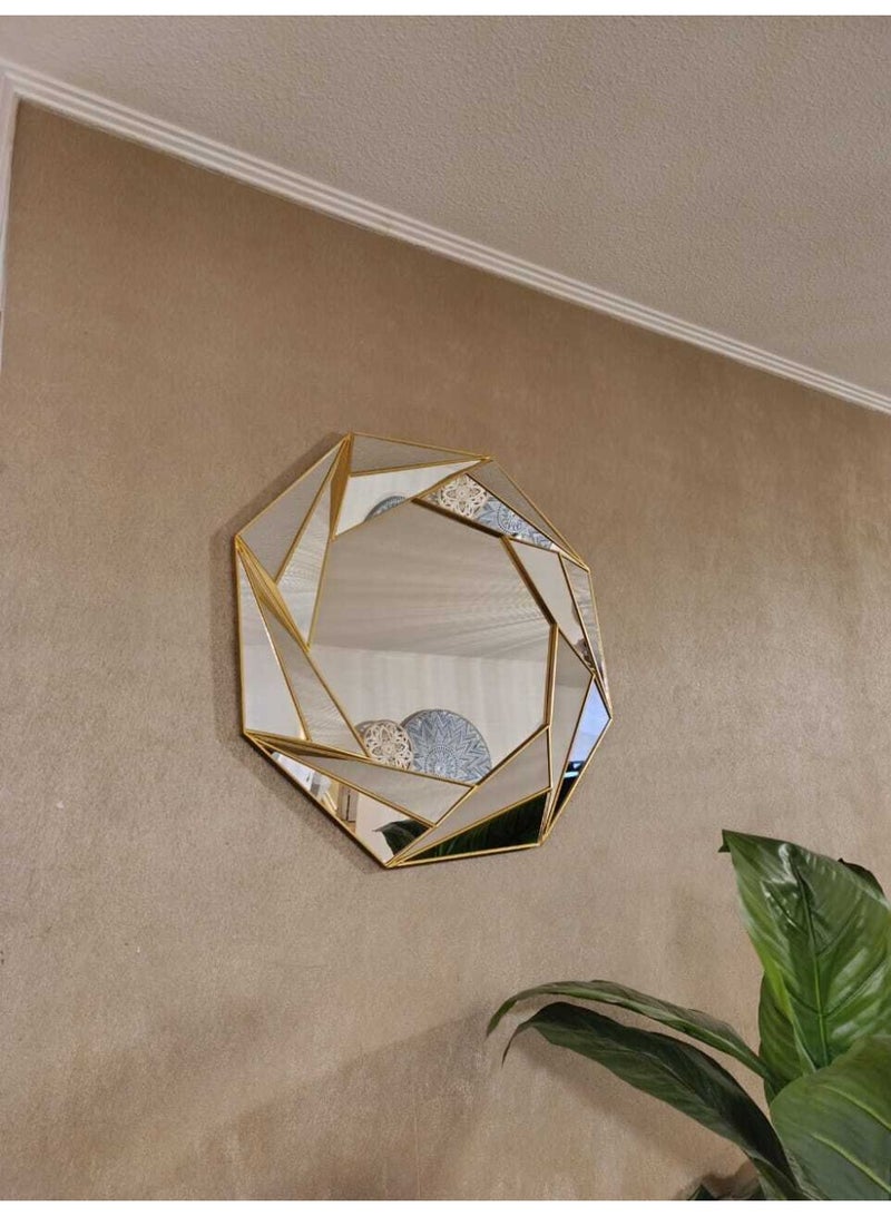 Decorhills Golden Hexagonal Wall Mirror with Glass Surface, Decorative Gold Finish Mirror for Living Room, Bedroom, Hallway & Dining Area - Image 4