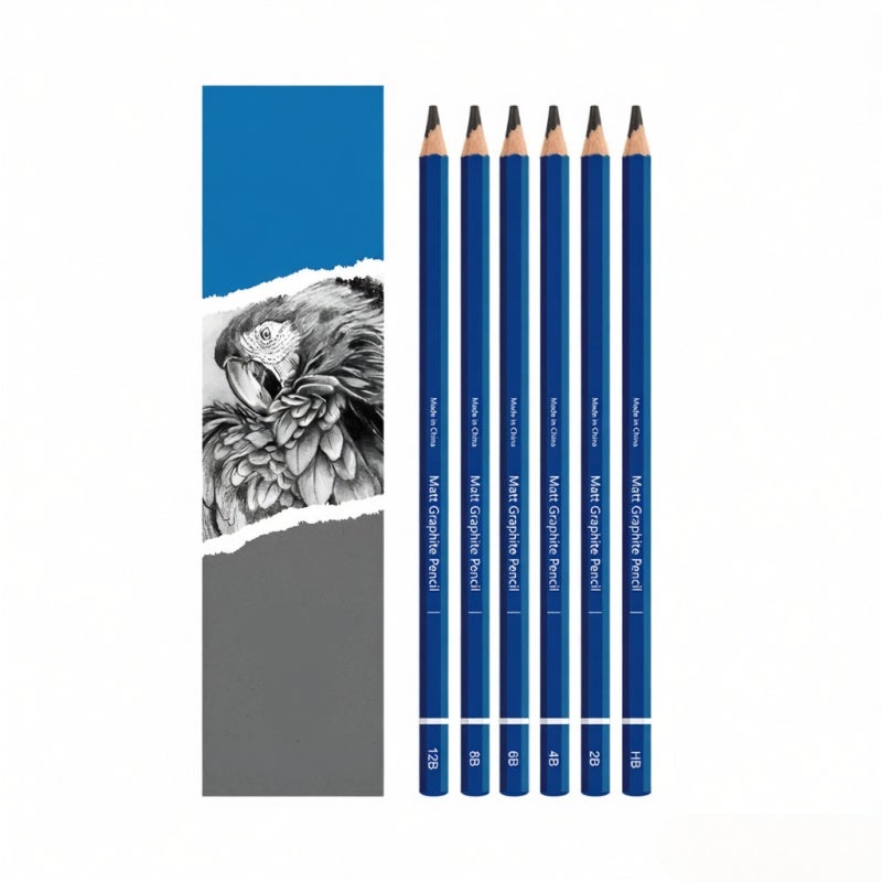 Sketch Drawing Pencil: 6-Count Black Set, Comfortable Delicate Smooth Lead, Mahogany Non-Cracking Board - Easy Roll Cut Core Protection for Artists Sketching & Drawing - Image 1