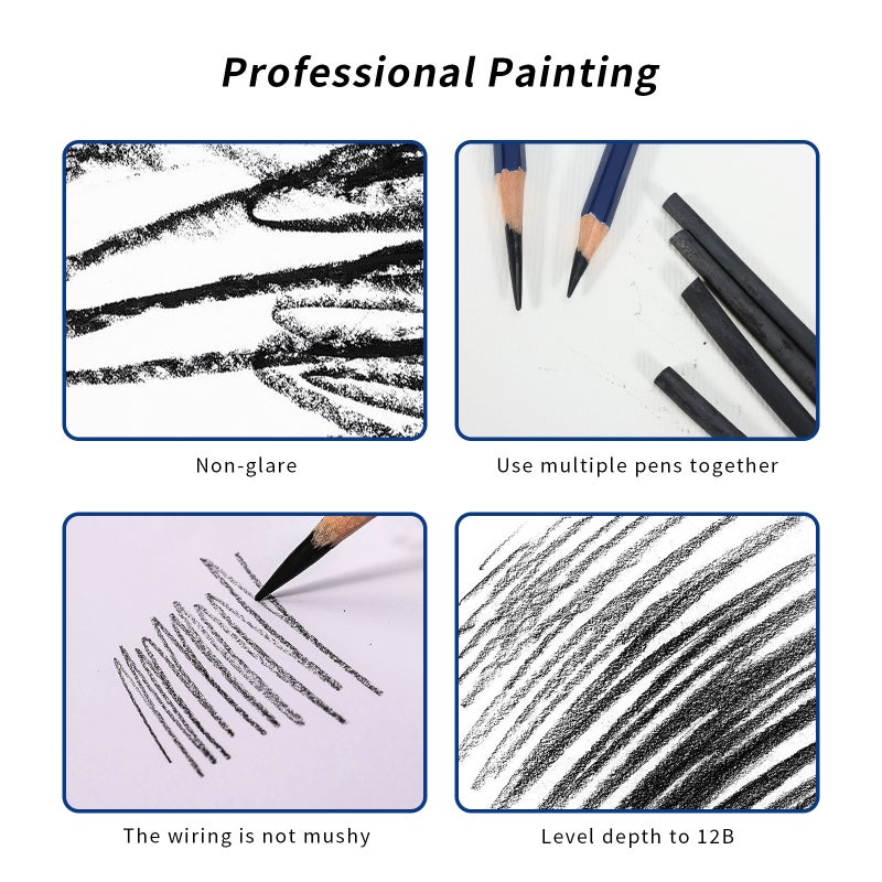 Sketch Drawing Pencil: 6-Count Black Set, Comfortable Delicate Smooth Lead, Mahogany Non-Cracking Board - Easy Roll Cut Core Protection for Artists Sketching & Drawing - Image 2
