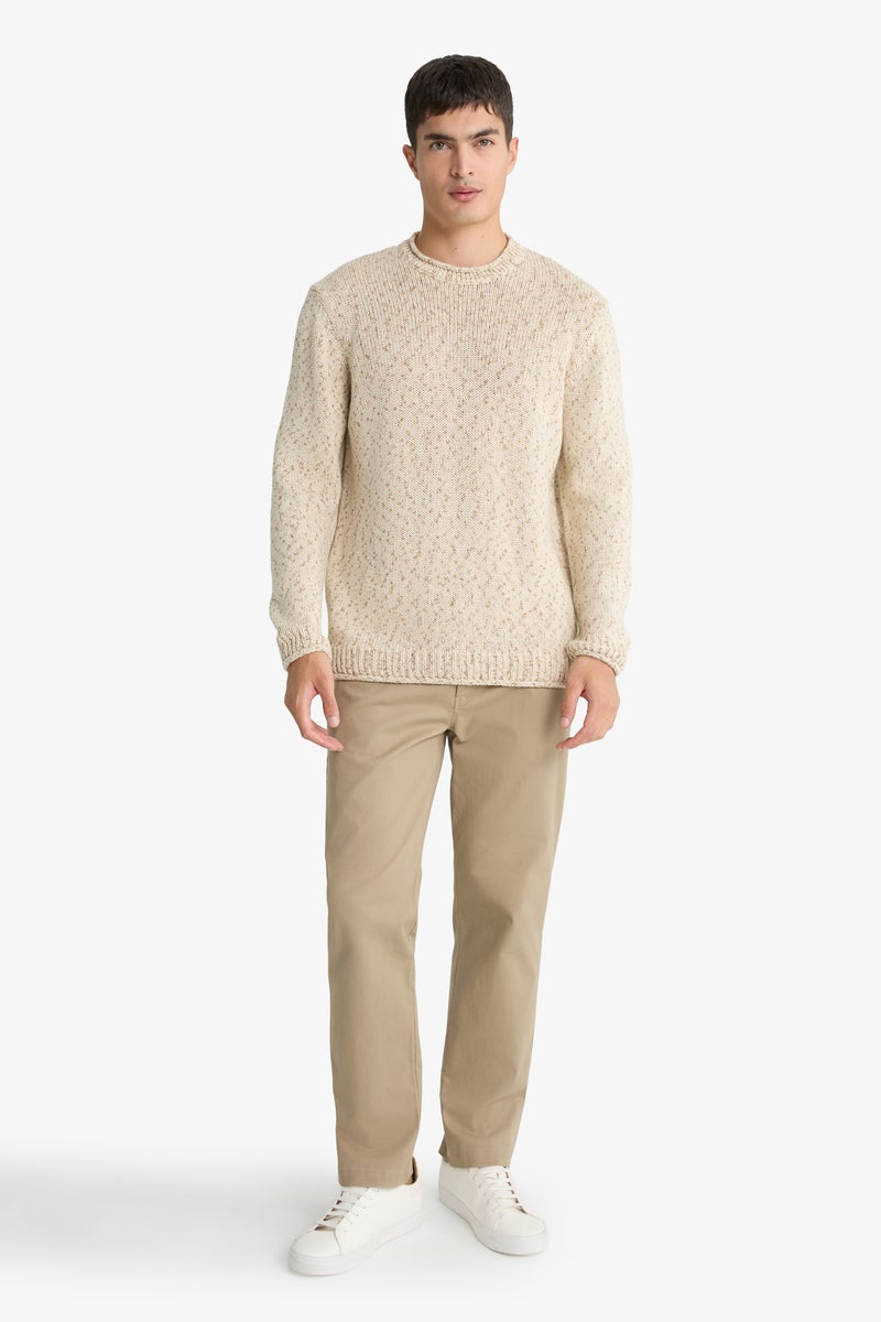 DeFacto Beige Man Standard Fit Crew Neck Knitwear Pullover Casual - Image 2