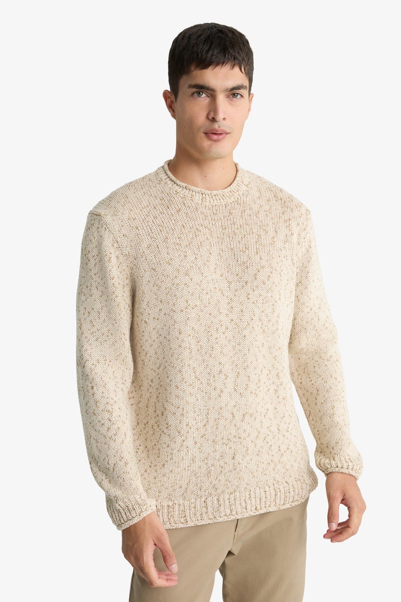 DeFacto Beige Man Standard Fit Crew Neck Knitwear Pullover Casual - Image 4
