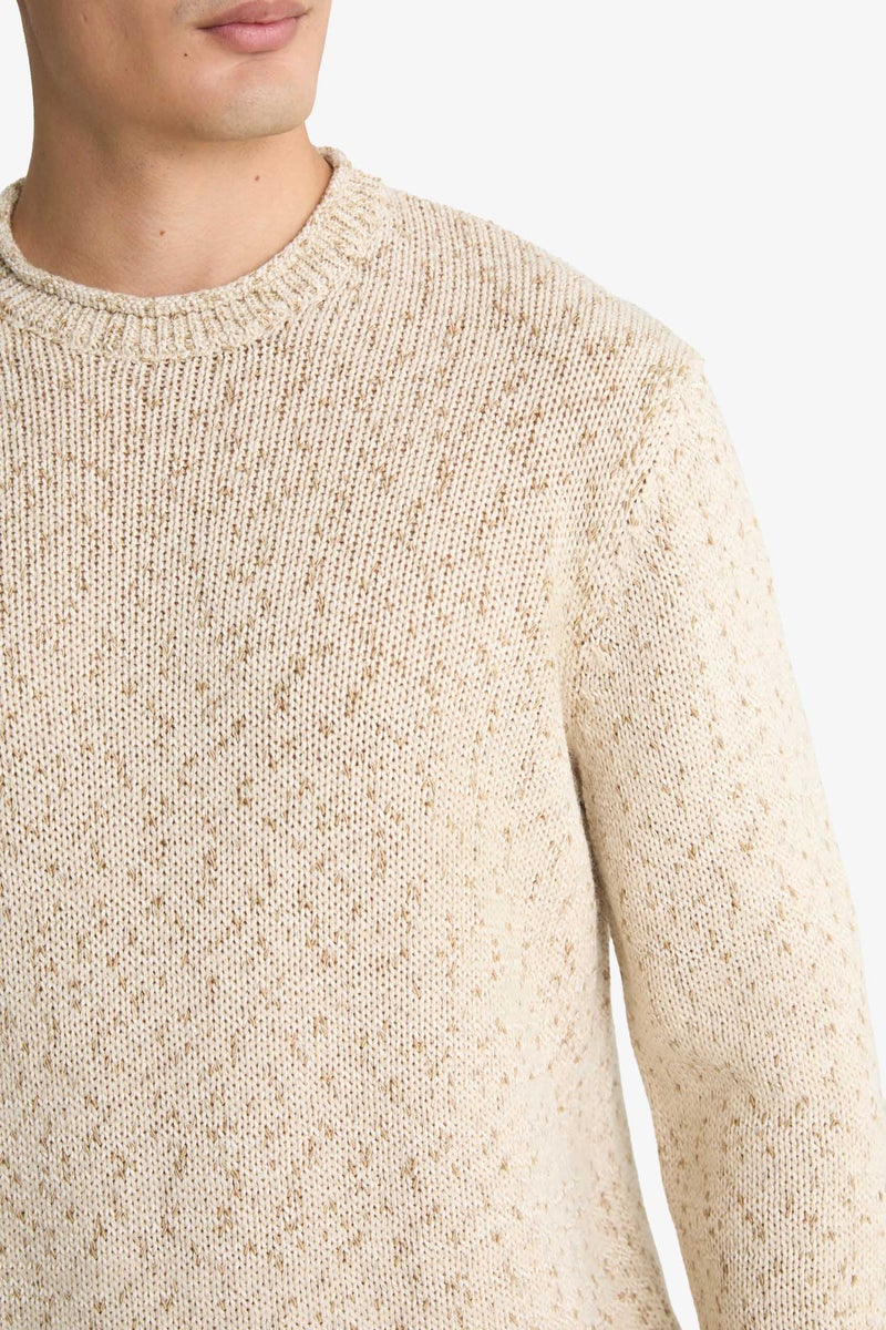 DeFacto Beige Man Standard Fit Crew Neck Knitwear Pullover Casual - Image 5
