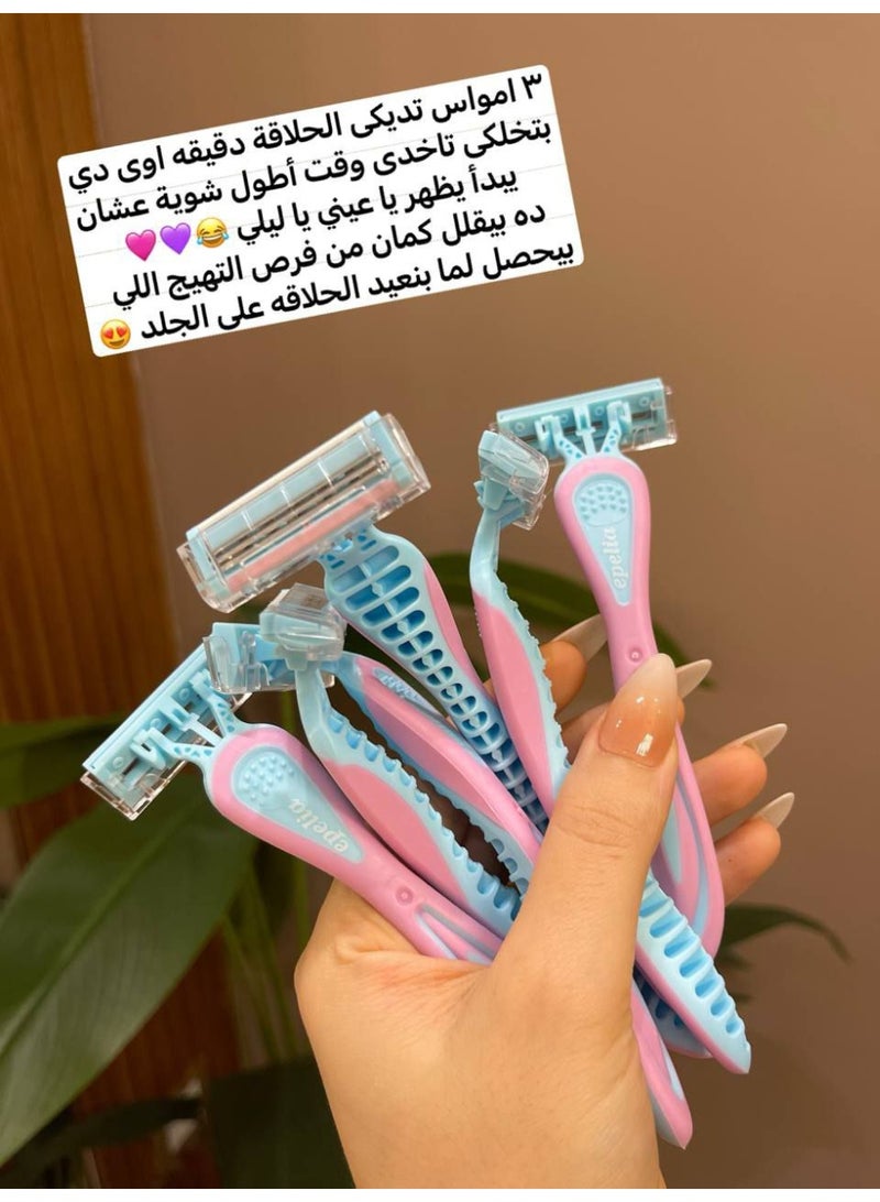 مجموعة شفرات حلاقة نسائية بثلاث شفرات – 6 قطع للاستخدام الواحد بخلاصة الألوفيرا وفيتامين E - Image 3