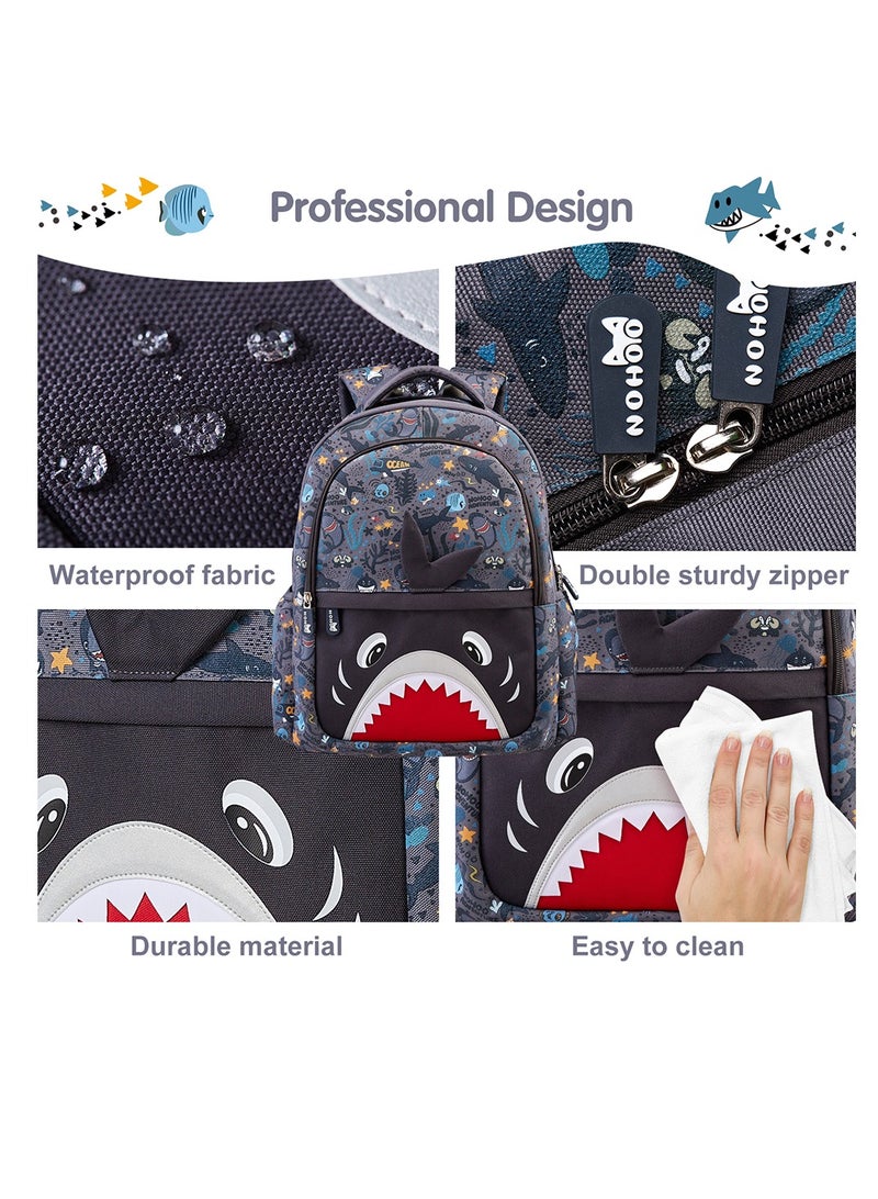 Nohoo Kids 16 Inch School Bag With Handbag Combo Shark - Grey - Image 4