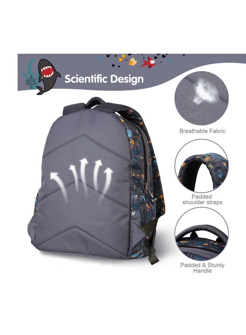 Nohoo Kids 16 Inch School Bag With Handbag Combo Shark - Grey - Image 5