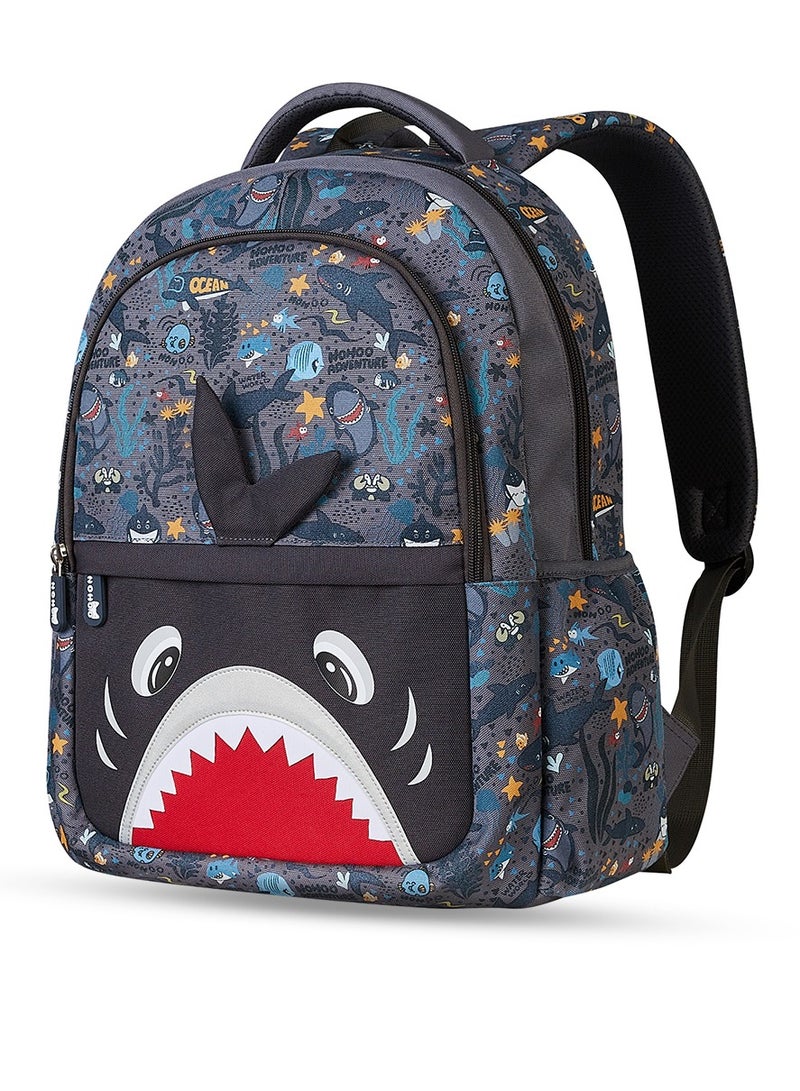 Nohoo Kids 16 Inch School Bag With Handbag Combo Shark - Grey - Image 2