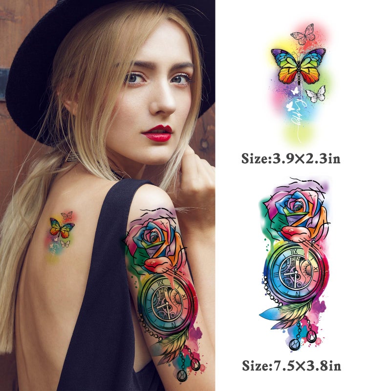 JEEFONNA 86 Sheets Temporary Tattoo, 14 Sheets Large Half Arm Fake Flower Cat Owl Lion Tattoos, 72 Sheets Tiny Waterproof Semi Permanent Temporary Tattoos Realistic for Women Girls Kids Adults - Image 4