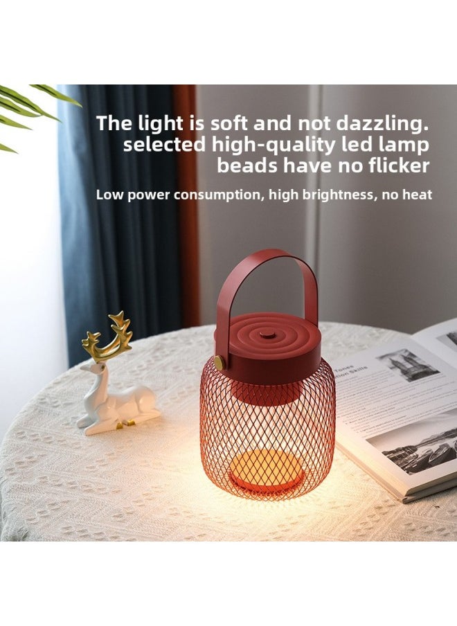 Nordic Portable Wireless Charging Table Lamp Touch Sensor Mini Wall Hanging Multi-functional Creative Night Light Cross-border-Light Source Power:7w-tricolor Electrodeless Dimming-Light Color:Red Basket-touch Sensor Switch