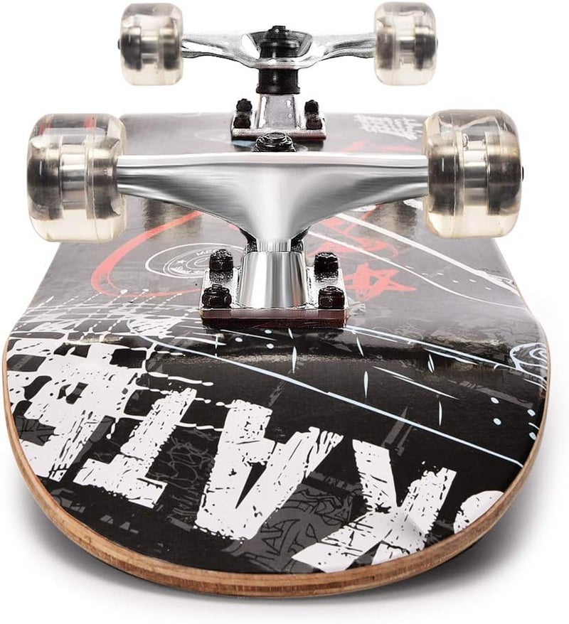 Chrome Wheels 31 inch Skateboard Double Kick Skate Board Cruiser Longboard 8 Layer Maple Deck Skateboards for Kids and Beginners - Image 4