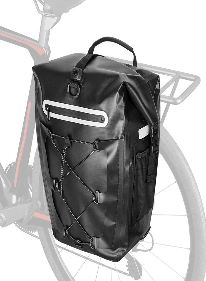 Smasrob Waterproof Bike Panniers, 30L Rear Bike Rack Bag with Multiple Pockets and Adjustable Clips, Bicycle Pannier Fits Most Bike Racks, Black - Image 1