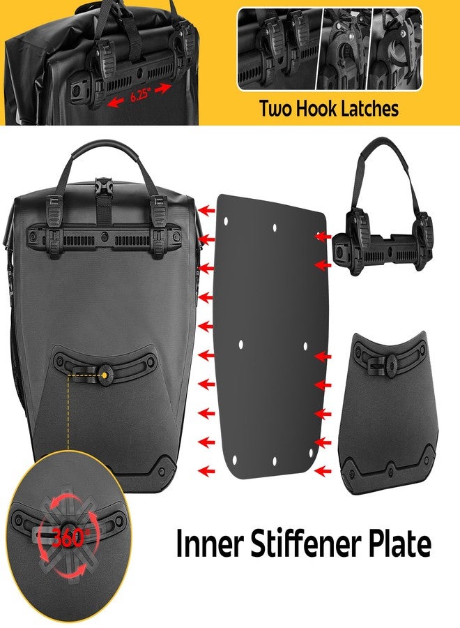 Smasrob Waterproof Bike Panniers, 30L Rear Bike Rack Bag with Multiple Pockets and Adjustable Clips, Bicycle Pannier Fits Most Bike Racks, Black - Image 4