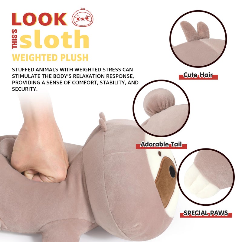 Onsoyours Original Weighted Sloth Plush, Cute Hugging Sloth Weighted Stuffed Animal, Soft Collectible Plushies Pillow Toy Gift for Kids & Adults (9.8", 1.0Lbs) - Image 3