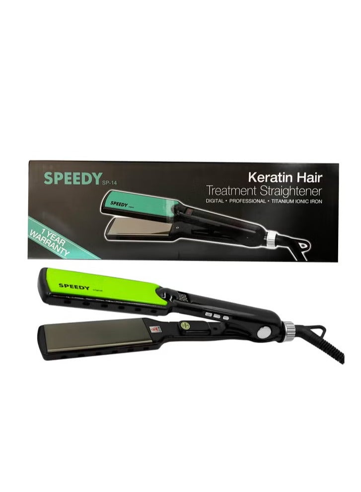Speedy مكواة شعر سريعة SP-14 - لعلاج الكيراتين/البروتين - مطلية بالتيتانيوم - تسخن حتى 470 فهرنهايت - Image 1