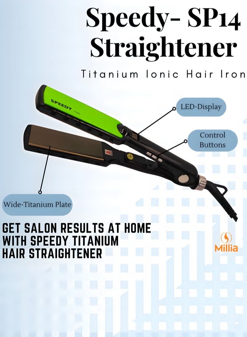 Speedy مكواة شعر سريعة SP-14 - لعلاج الكيراتين/البروتين - مطلية بالتيتانيوم - تسخن حتى 470 فهرنهايت - Image 2