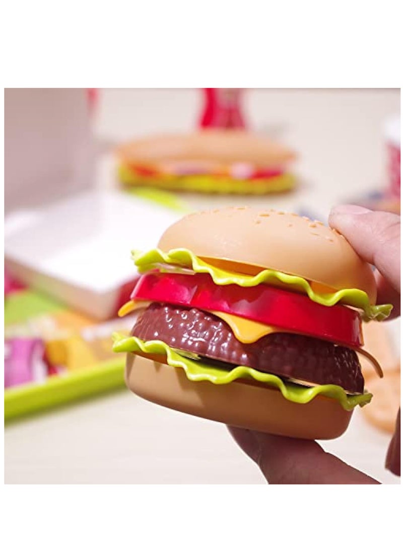YelaJoy - Pretend Play Fast Food Set, Play Food for Kids Kitchen - Play Kitchen Accessories - Toy Foods with Play Burger and Hot Dog Plastic Food for Pretend Play, Kids Toddler Childrens Birthday Gifts - Image 1