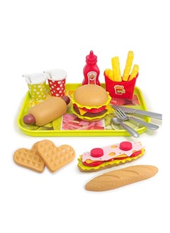 Pretend Play Fast Food Set, Play Food for Kids Kitchen - Play Kitchen Accessories - Toy Foods with Play Burger and Hot Dog Plastic Food for Pretend Play, Kids Toddler Childrens Birthday Gifts