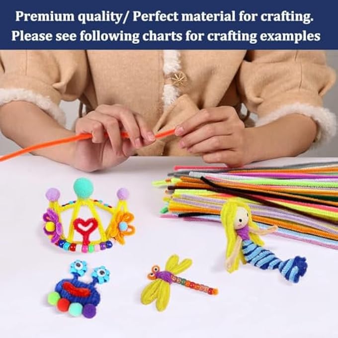 PIPE CLEANERS, 200 MULTI-COLOR CRAFT STEMS RANDOMLY SELECTED FOR ARTS AND CRAFTS PROJECTS, SOFT FLEXIBLE AND BENDABLE, PERFECT FOR DIY CRAFTS SCHOOL ART SUPPLIES AND CREATIVE PROJECTS - Image 2