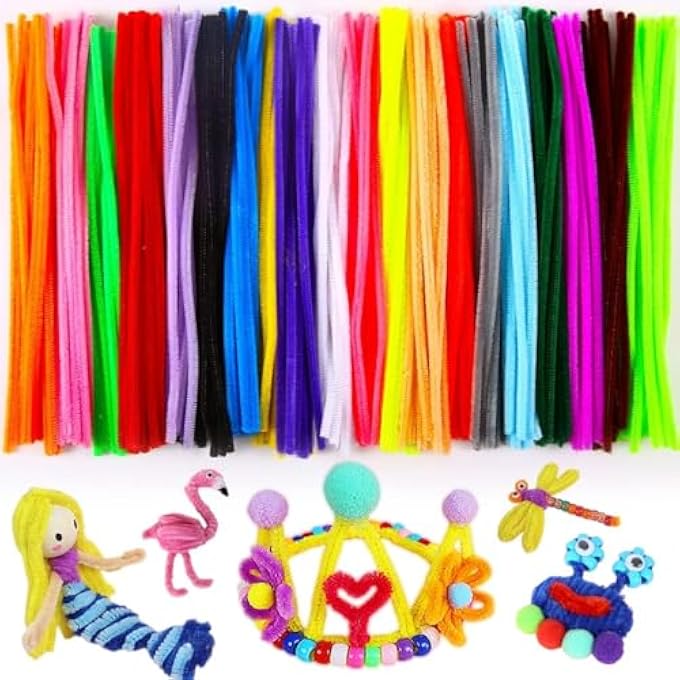 PIPE CLEANERS, 200 MULTI-COLOR CRAFT STEMS RANDOMLY SELECTED FOR ARTS AND CRAFTS PROJECTS, SOFT FLEXIBLE AND BENDABLE, PERFECT FOR DIY CRAFTS SCHOOL ART SUPPLIES AND CREATIVE PROJECTS - Image 1
