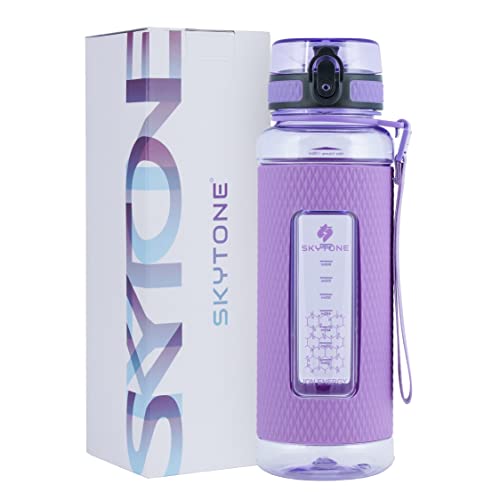 SKYTONE® 1 Liter Water Bottle For Office, Leak Proof & BPA Free Tritan Plastic Reusable Water Bottles, Ideal Gift for Travel Gym fitness Running School With Silicon Grip (Blue) (Purple) - Image 1