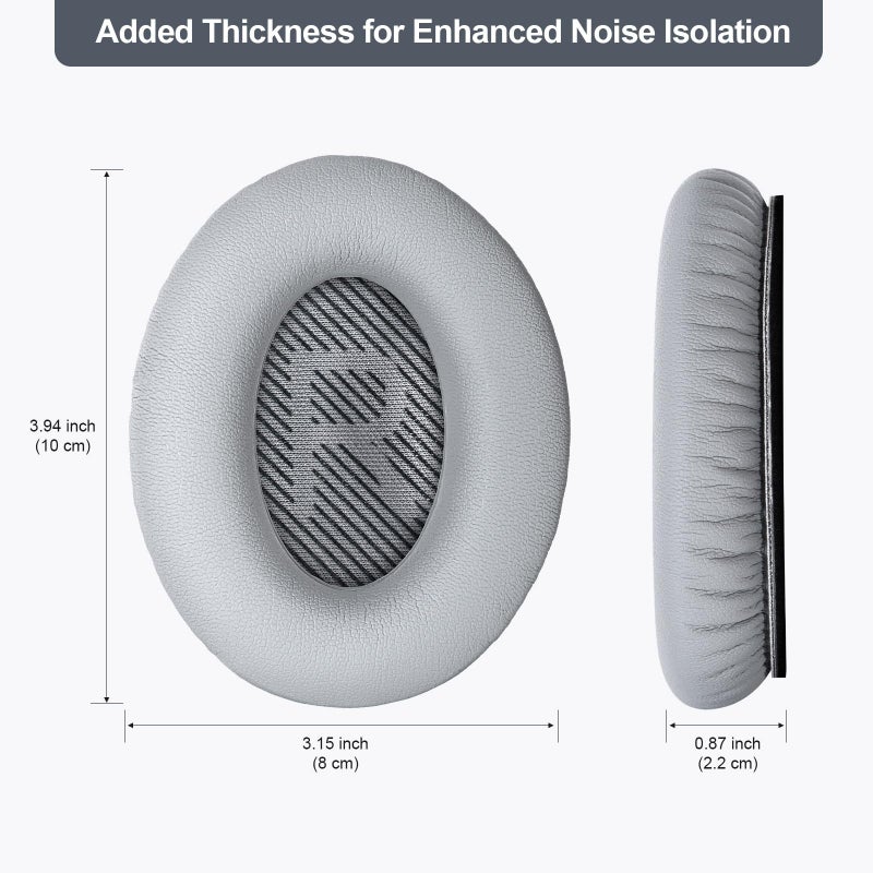 Aurivor Replacement Ear Pads Cushions for Bose QuietComfort QC 35 (ii) 25 15 2 Headphones, Upgraded Earpads for QC35 (ii) QC25 QC15 QC2 SoundTrue/SoundLink AE2/AE2i/AE2w Around-Ear Headphones (Silver) - Image 5