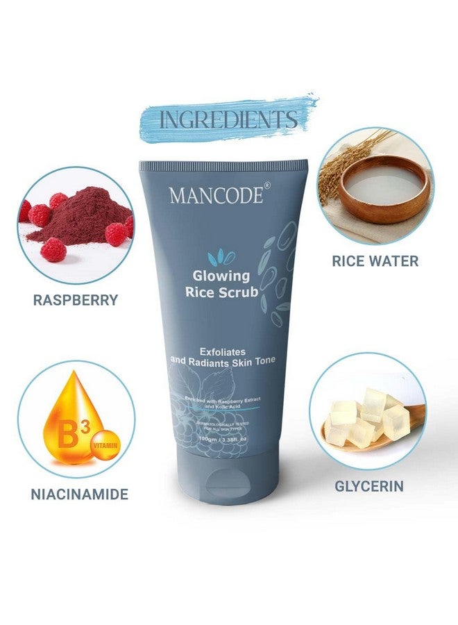 MAN CODE Mancode Glowing Rice Scrub For Deep Cleanse & Nourish Skin Face Scrub 100Gm  - Image 3