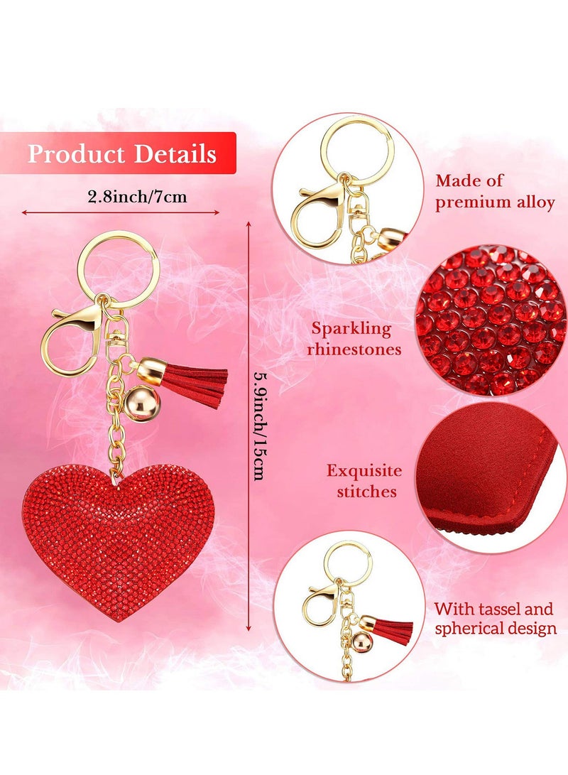 SYOSI Bling Heart Keychain for Women and Girls Rhinestone Backpack Accessories, Purse Charms, C ute Tassel Key Chain Key Fob, Heart Shape Keychains Glitter Crystal Heart Key Rings DIY Hanging Buckle  - Image 4
