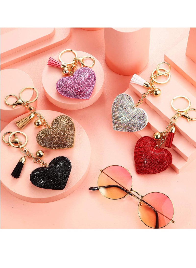SYOSI Bling Heart Keychain for Women and Girls Rhinestone Backpack Accessories, Purse Charms, C ute Tassel Key Chain Key Fob, Heart Shape Keychains Glitter Crystal Heart Key Rings DIY Hanging Buckle  - Image 3