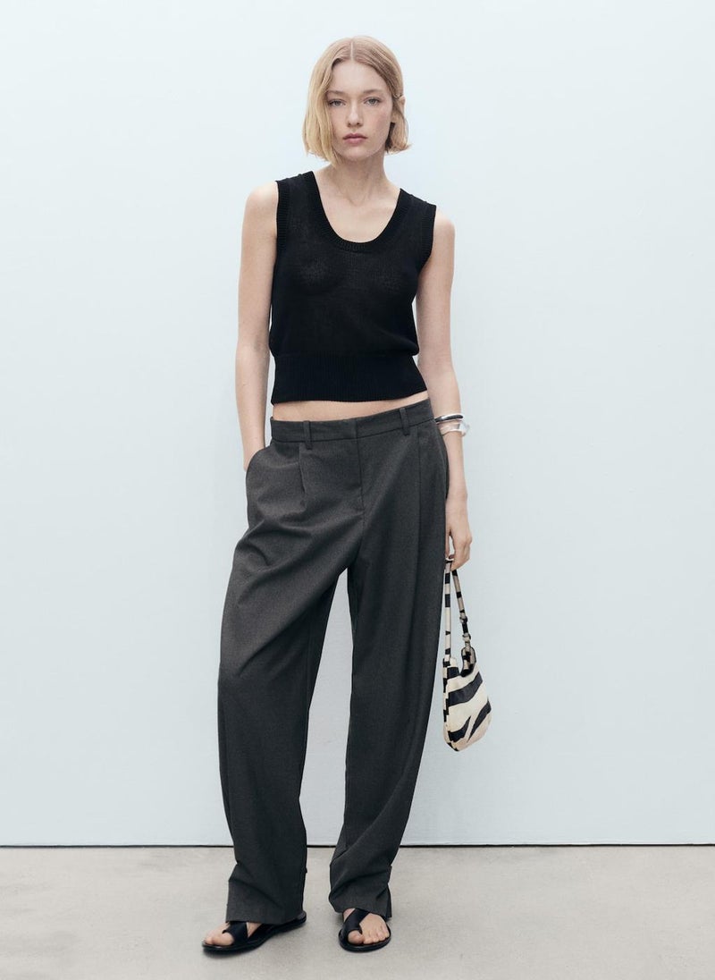 MANGO Low-Neck Knit Top  - Image 1