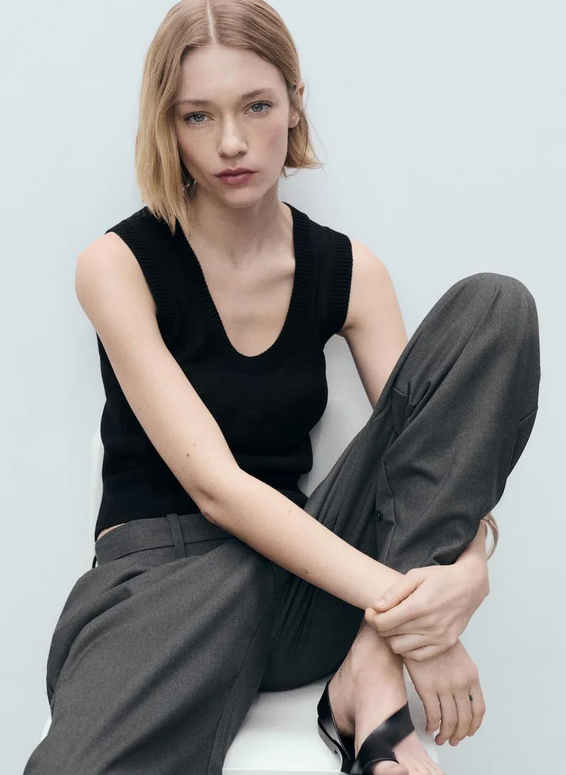 MANGO Low-Neck Knit Top