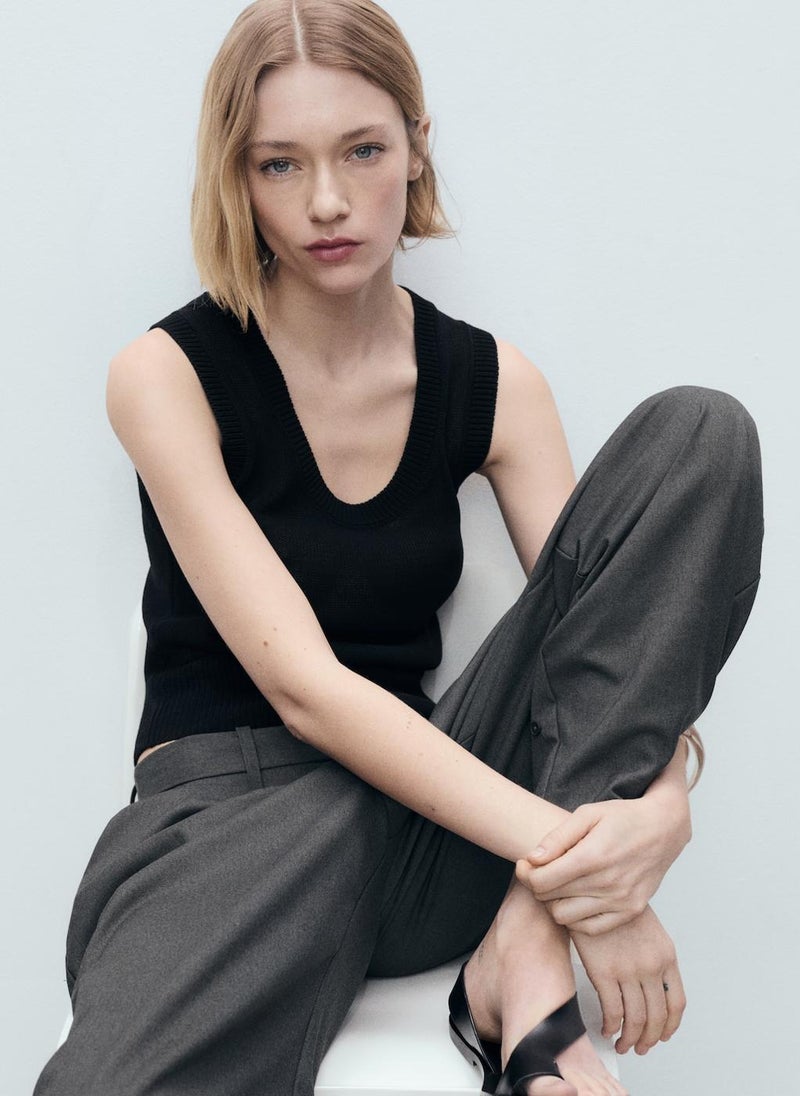 MANGO Low-Neck Knit Top  - Image 5