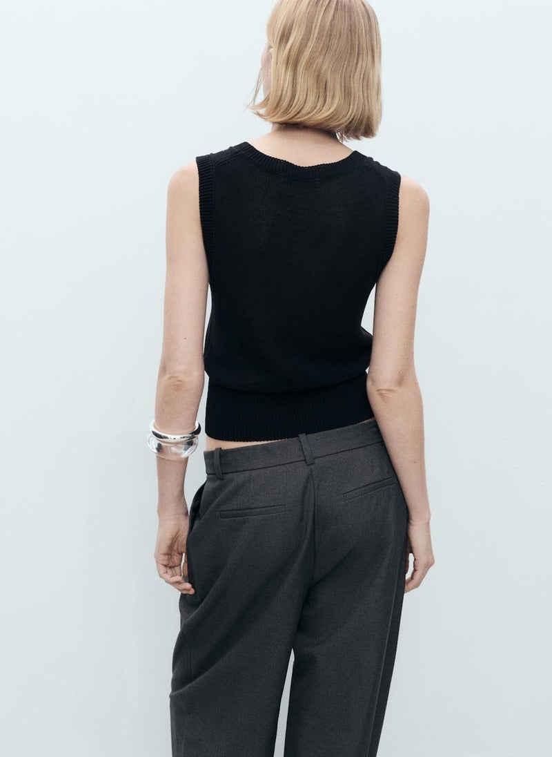 MANGO Low-Neck Knit Top  - Image 2