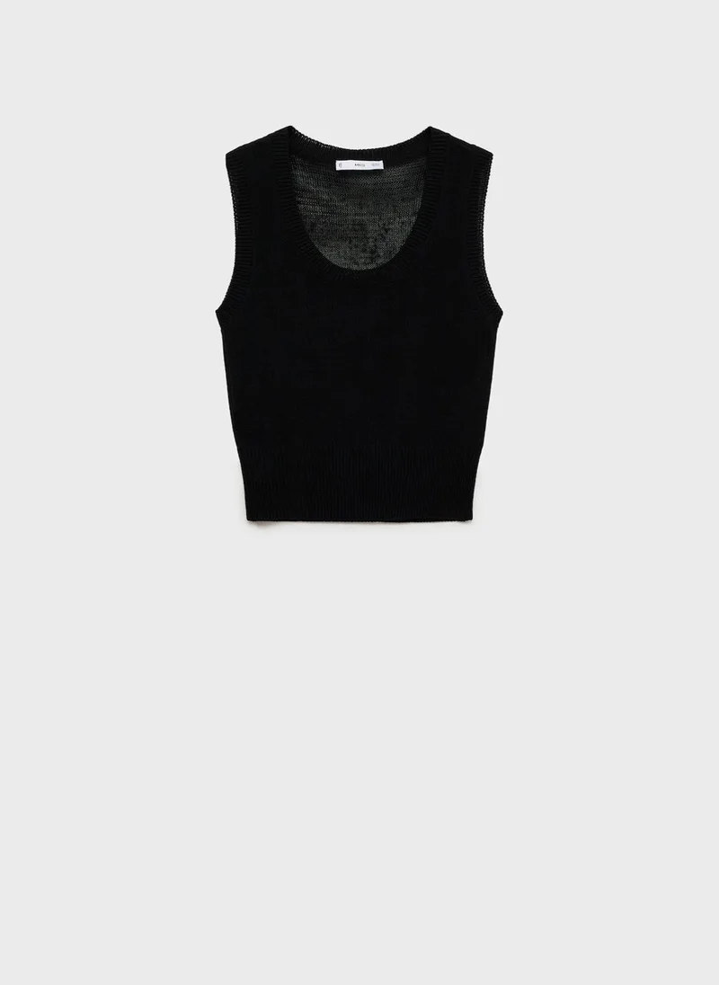 MANGO Low-Neck Knit Top