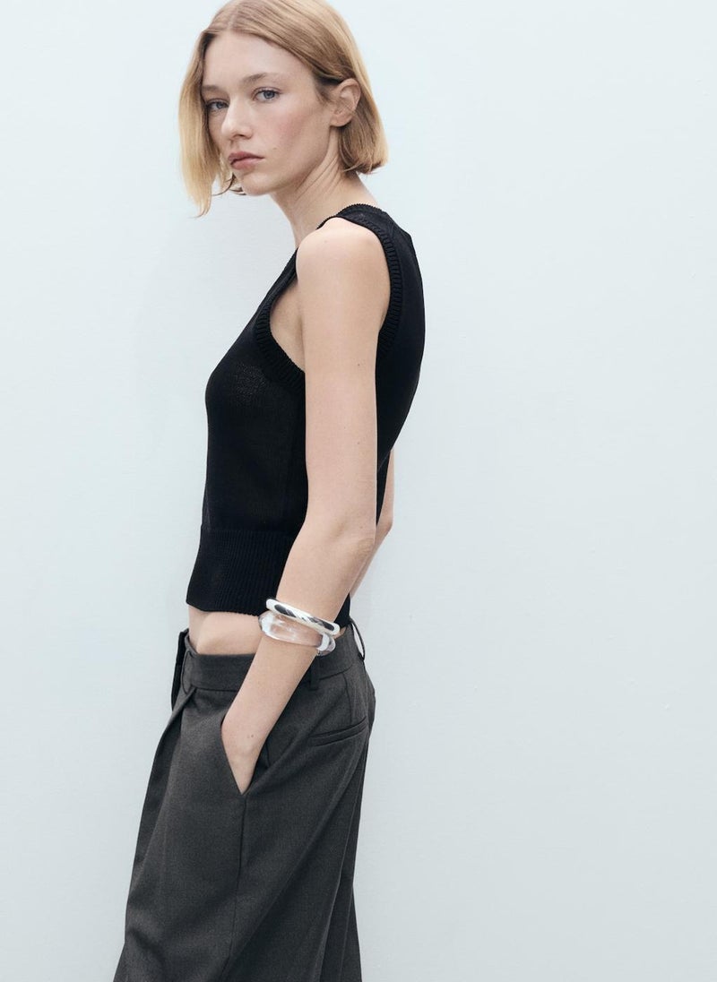 MANGO Low-Neck Knit Top  - Image 3