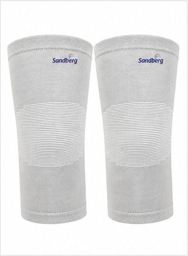 Sandberg Knee Cap for Men & Women | Bamboo Knee Compression Support Sleeve | Soft Padded Stretch Fabric Knees Support for Walking, Training, Sports & General Activities | Grey | 1 Pair | Size M - Image 2