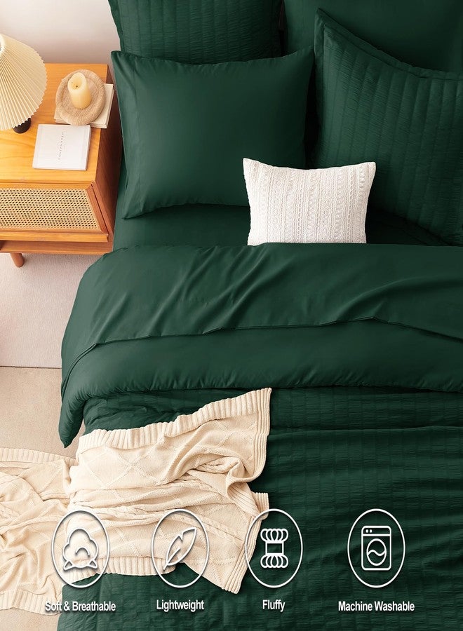 CozyLux Full Seersucker Comforter Set with Sheets Emerald Green Bed in a Bag 7-Pieces All Season Bedding Sets with Comforter, Pillow Sham, Flat Sheet, Fitted Sheet, Pillowcase - Image 2