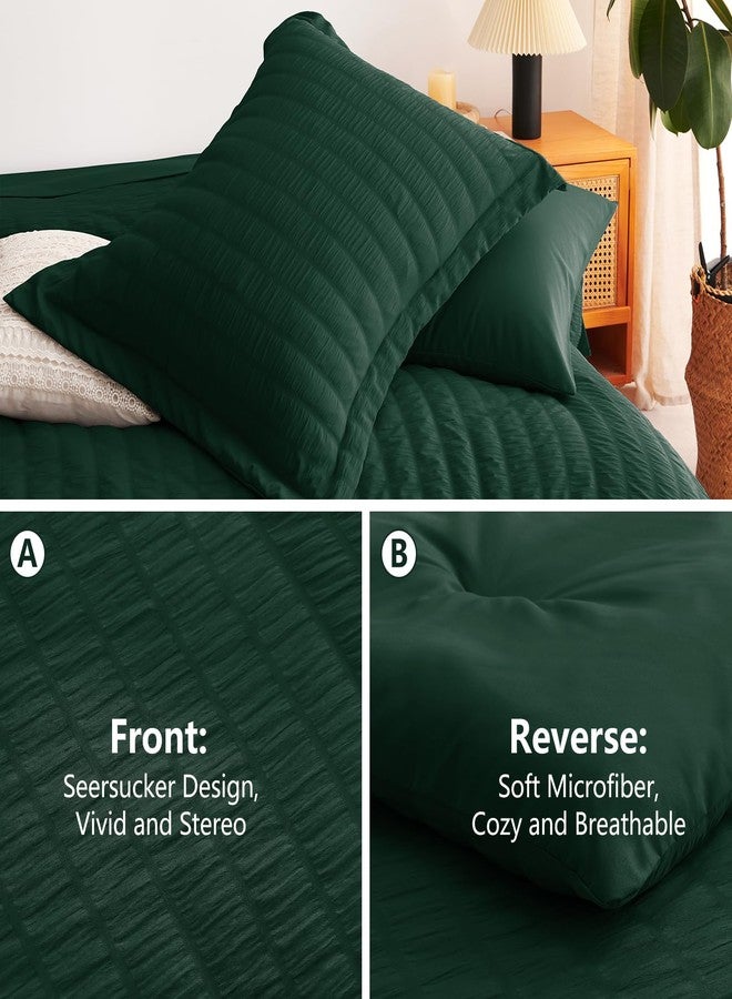 CozyLux Full Seersucker Comforter Set with Sheets Emerald Green Bed in a Bag 7-Pieces All Season Bedding Sets with Comforter, Pillow Sham, Flat Sheet, Fitted Sheet, Pillowcase - Image 4