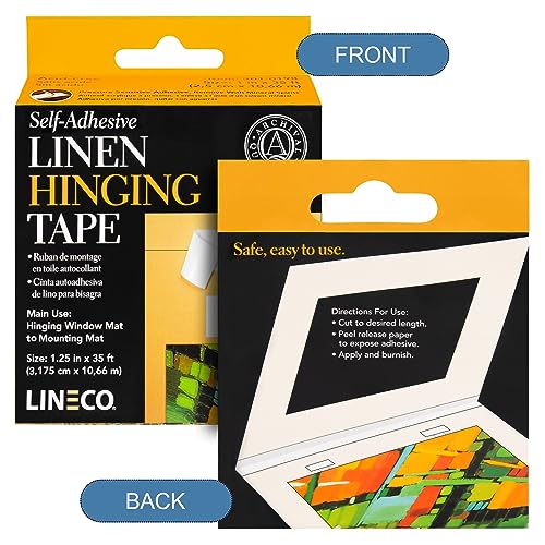 Lineco SelfStick Linen Hinging Tape Attaching Mats to Backboard Hinge Heavy Artwork NonYellowing Strong Neutral pH Acrylic Adhesive AcidFree White Cloth 125 x 35 Pack of 2 - Image 3
