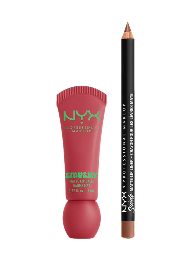 NYX PROFESSIONAL MAKEUP بلسم شفاه مات سمشي من NYX للمكياج الاحترافي - سنغل سزن + قلم تحديد شفاه مات سويد ناعم - Image 1