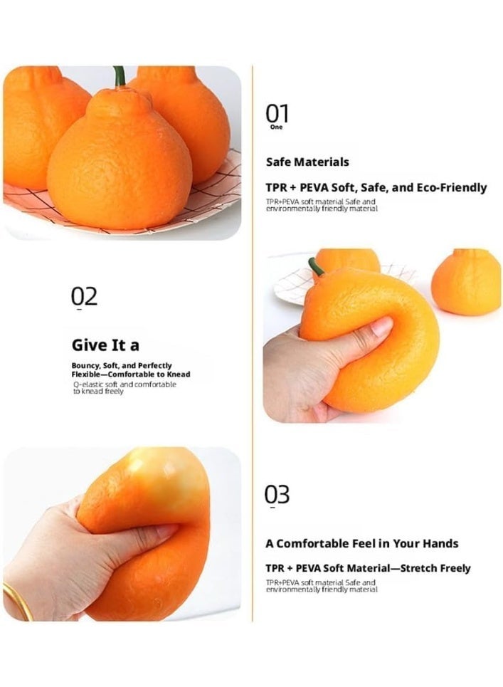 Tangerine Giant Squishy Stress Ball, Orange Fruit Squeeze Fidget Toy, 8cm Jumbo Squishy Fruits - Image 5