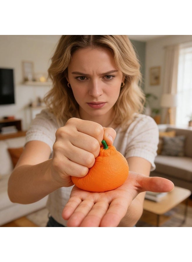 Tangerine Giant Squishy Stress Ball, Orange Fruit Squeeze Fidget Toy, 8cm Jumbo Squishy Fruits - Image 1