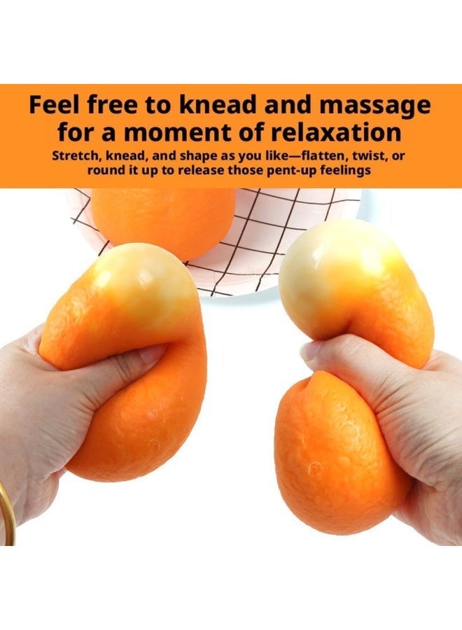 Tangerine Giant Squishy Stress Ball, Orange Fruit Squeeze Fidget Toy, 8cm Jumbo Squishy Fruits - Image 4