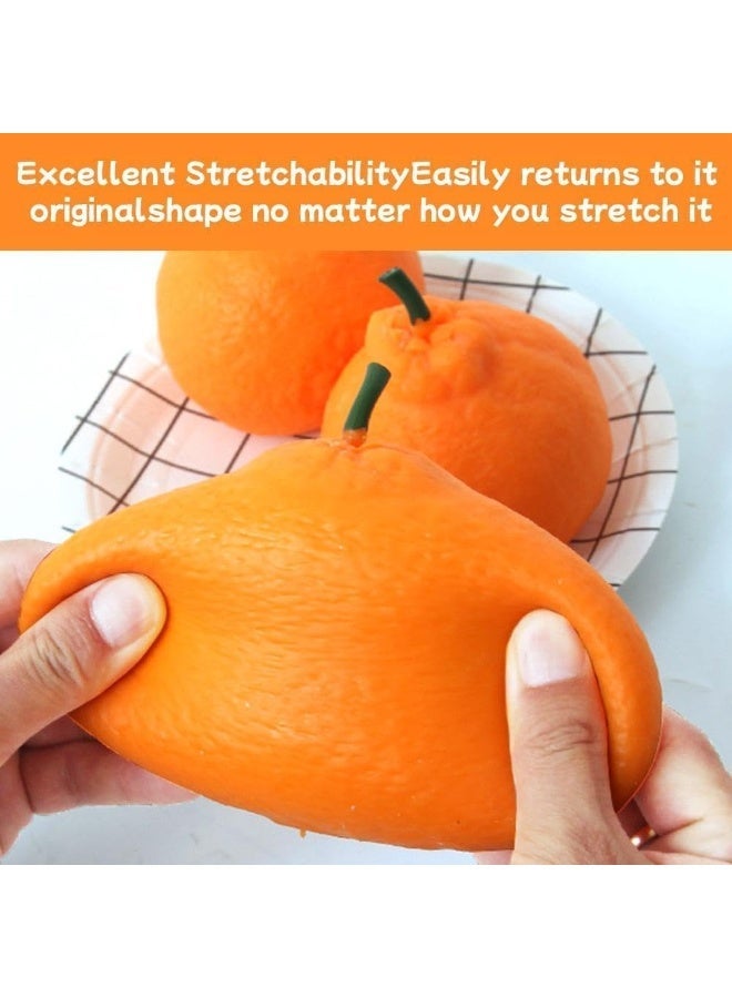 Tangerine Giant Squishy Stress Ball, Orange Fruit Squeeze Fidget Toy, 8cm Jumbo Squishy Fruits - Image 2