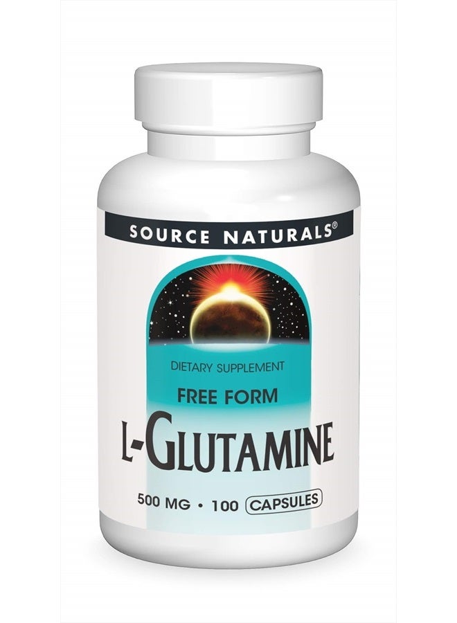 Source Naturals L-Glutamine, Free Form Amino Acid That Supports Metabolic Energy*, 500mg - 100 Capsules - Image 1