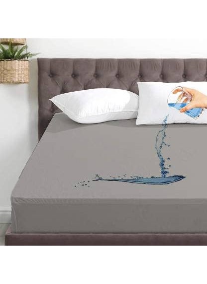CULTIVER Cultiver Cotton Terry Encasement Hypoallergenic VinylFree Waterproof Ultra Soft Queen Size Bed Cooling Mattress Protector with Deep Pocket Skirt Fit 10 Inch Grey 60x72 Inches  - Image 1