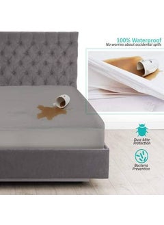 CULTIVER Cultiver Cotton Terry Encasement Hypoallergenic VinylFree Waterproof Ultra Soft Queen Size Bed Cooling Mattress Protector with Deep Pocket Skirt Fit 10 Inch Grey 60x72 Inches  - Image 2