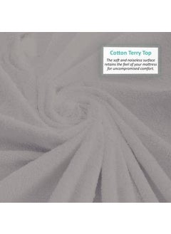 CULTIVER Cultiver Cotton Terry Encasement Hypoallergenic VinylFree Waterproof Ultra Soft Queen Size Bed Cooling Mattress Protector with Deep Pocket Skirt Fit 10 Inch Grey 60x72 Inches  - Image 4