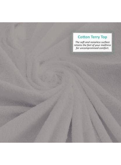 CULTIVER Cultiver Cotton Terry Encasement Hypoallergenic VinylFree Waterproof Ultra Soft Queen Size Bed Cooling Mattress Protector with Deep Pocket Skirt Fit 10 Inch Grey 60x72 Inches  - Image 4