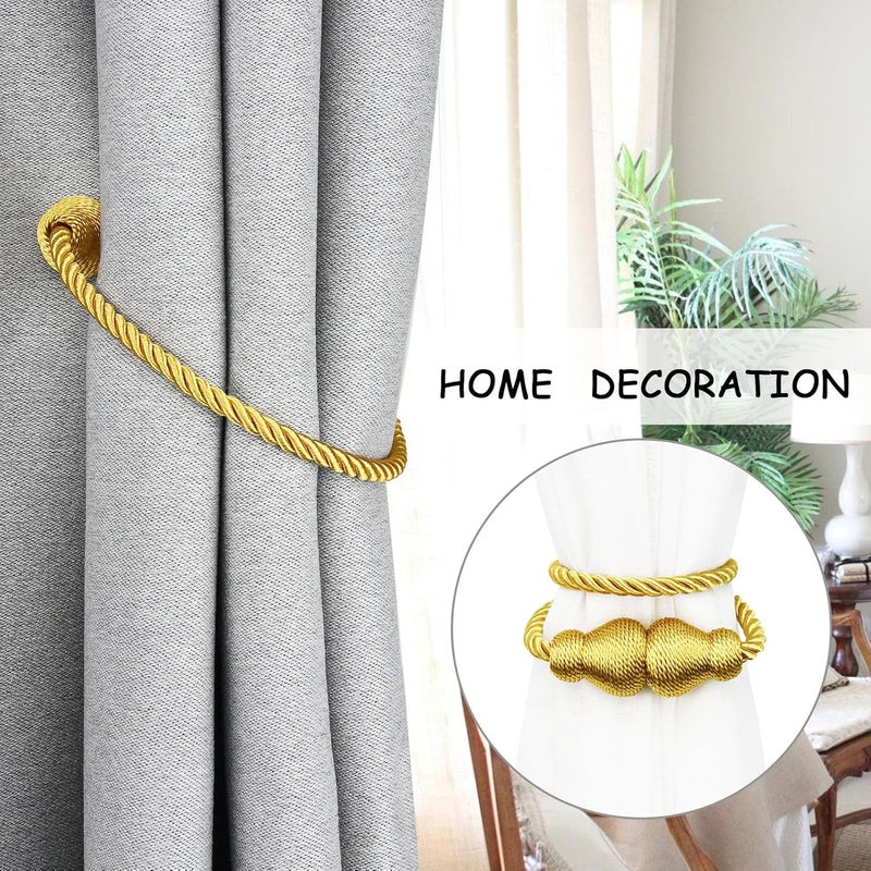 YelaJoy Magnetic Curtain Tiebacks Golden 2pcs, Curtain Tiebacks Buckles Holdbacks Holders Hooks Clip for Home Bedroom Office Decorative Curtain - Image 5